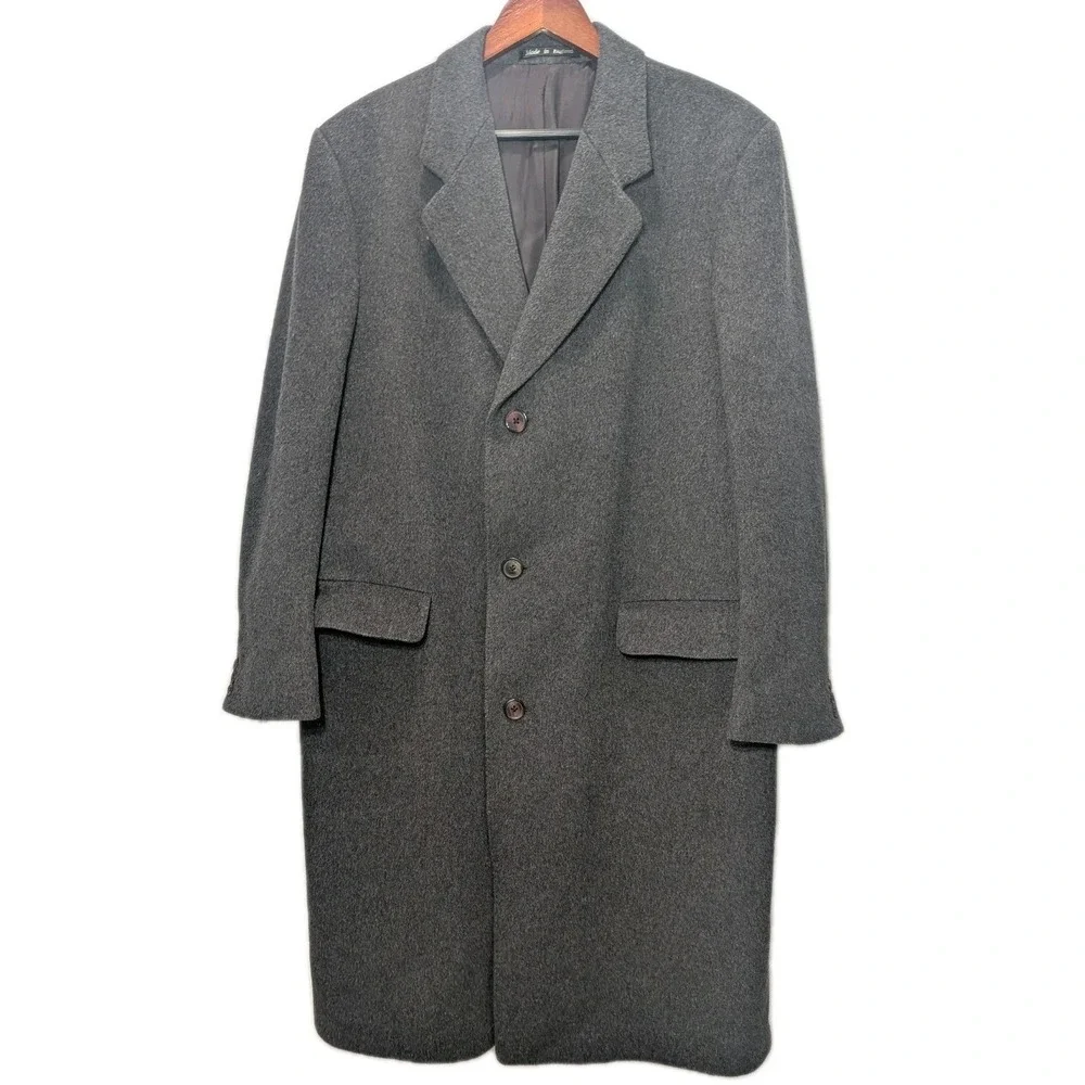 Raleighs Atwood cashmere wool coat size 42 Reg Gray Fabric Made In England  Mens